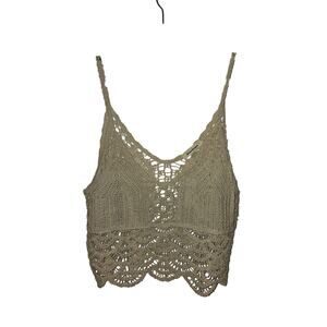 NWT Anthropologie Blue Tassel Crochet Tank Top 2X